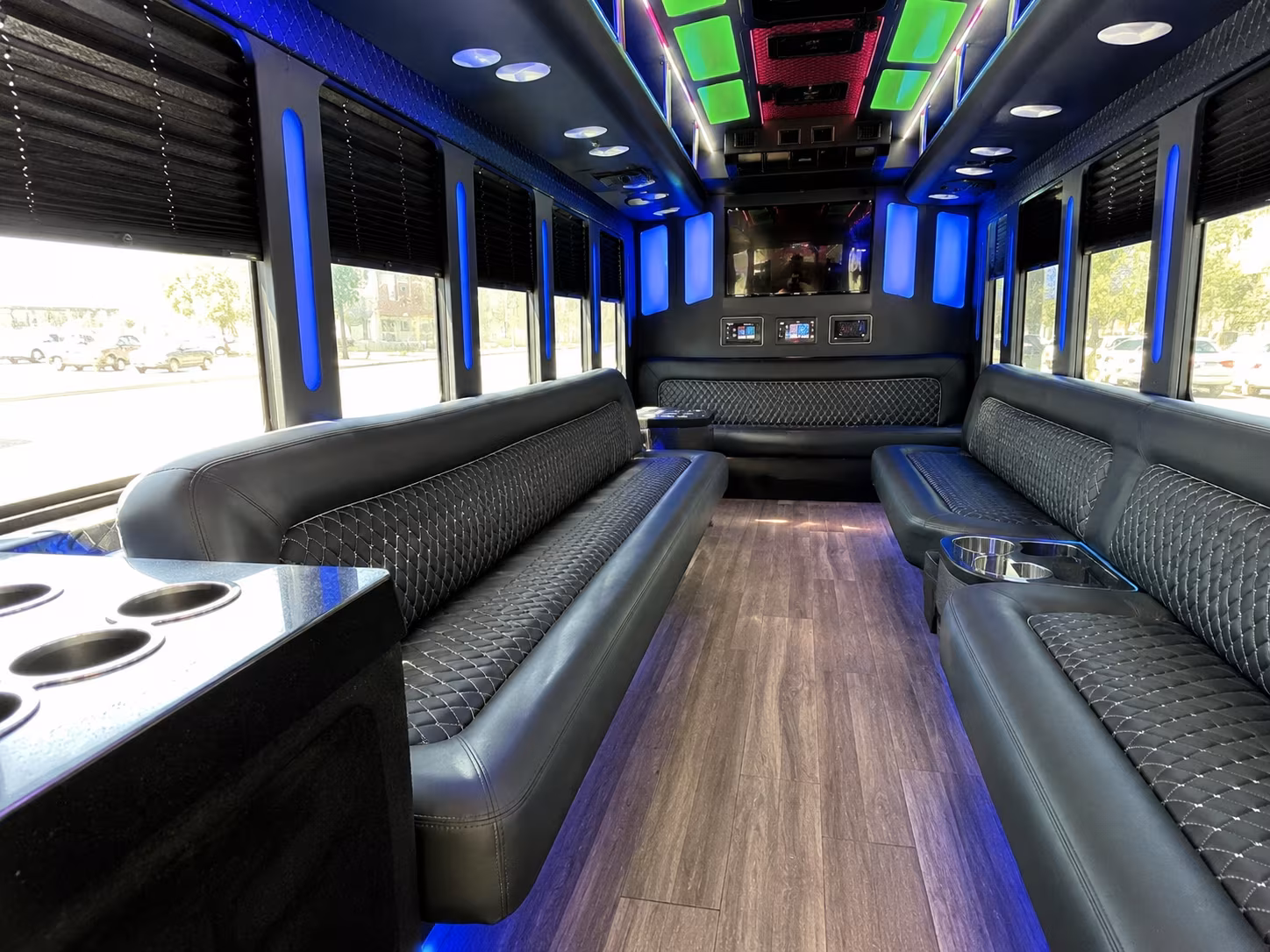 burlington 15 passenger party bus inside
