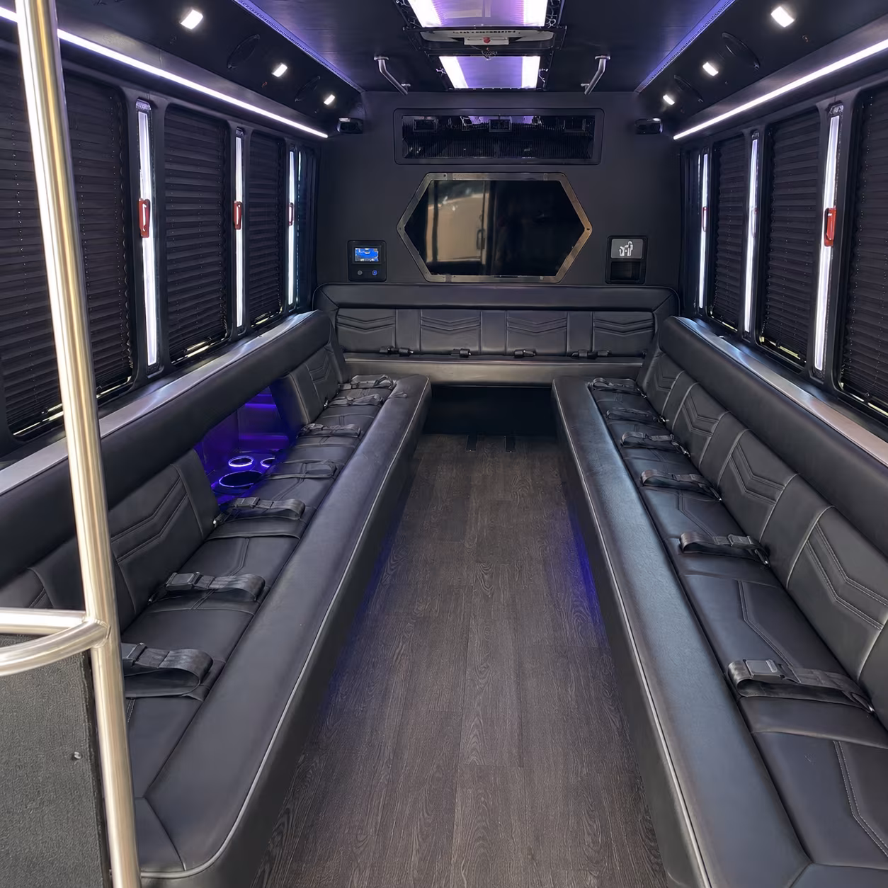 burlington 18 passenger party bus interior