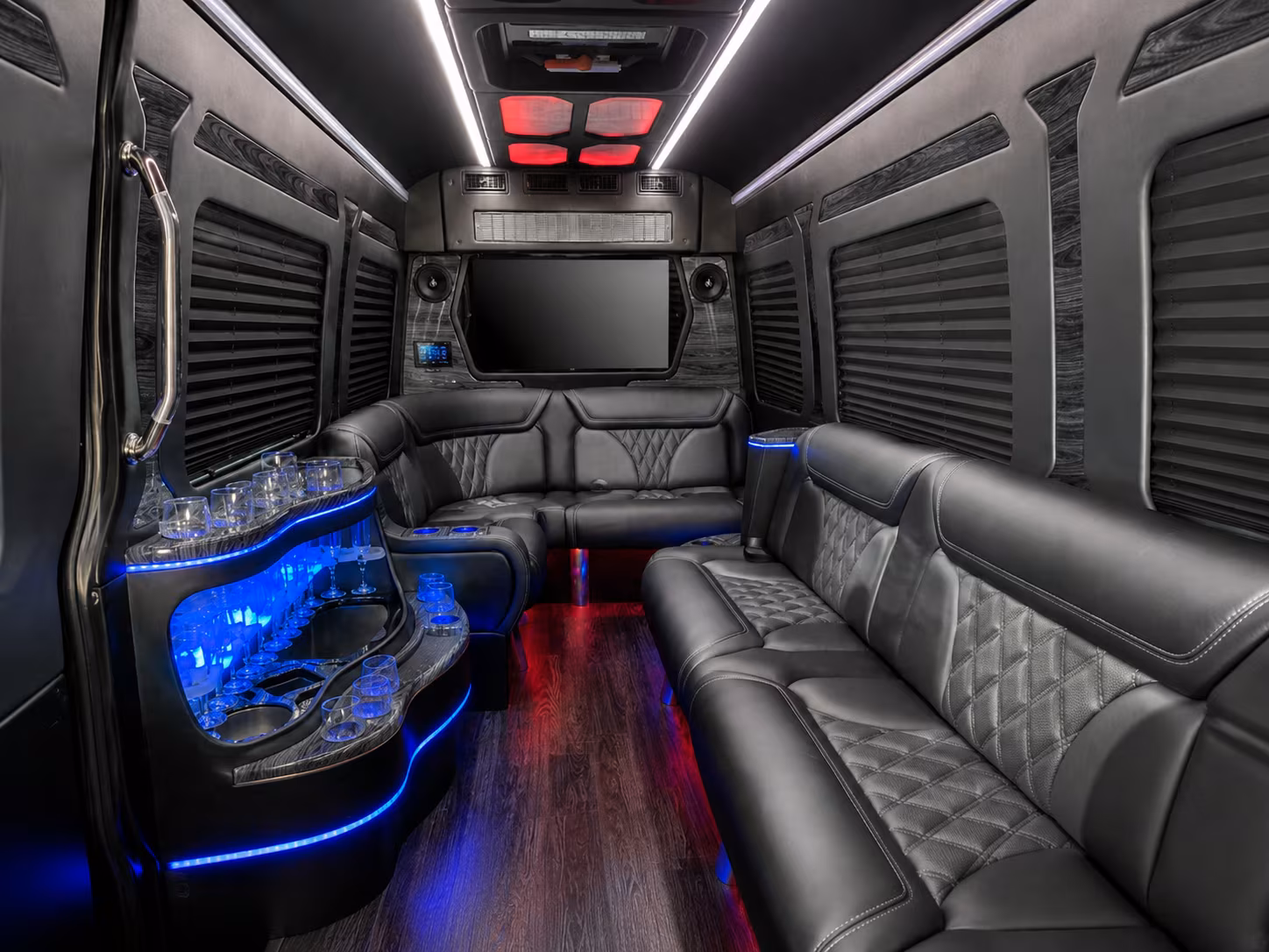 burlington 20 passenger party bus inside