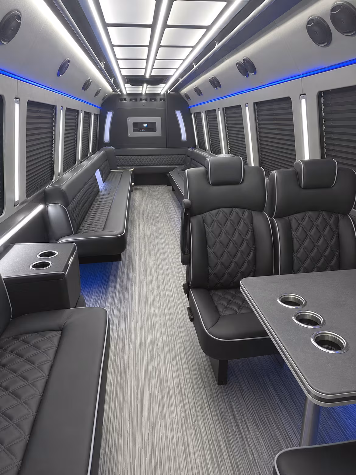 burlington 25 passenger party bus inside