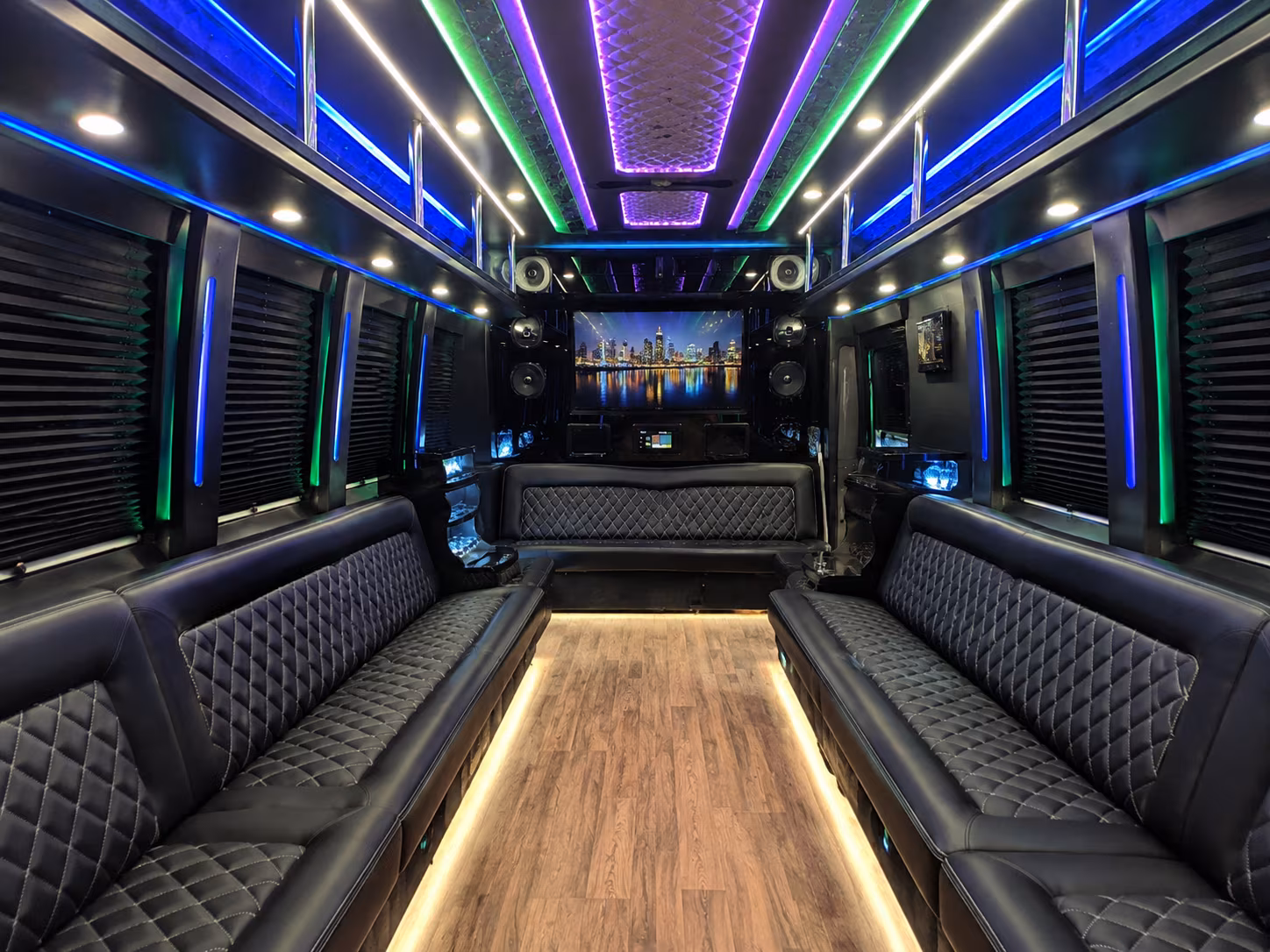 burlington 25 passenger party bus interior