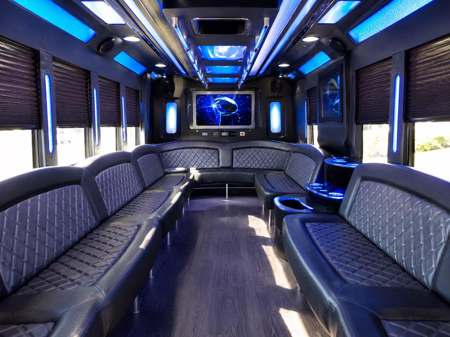burlington 28 passenger party bus inside