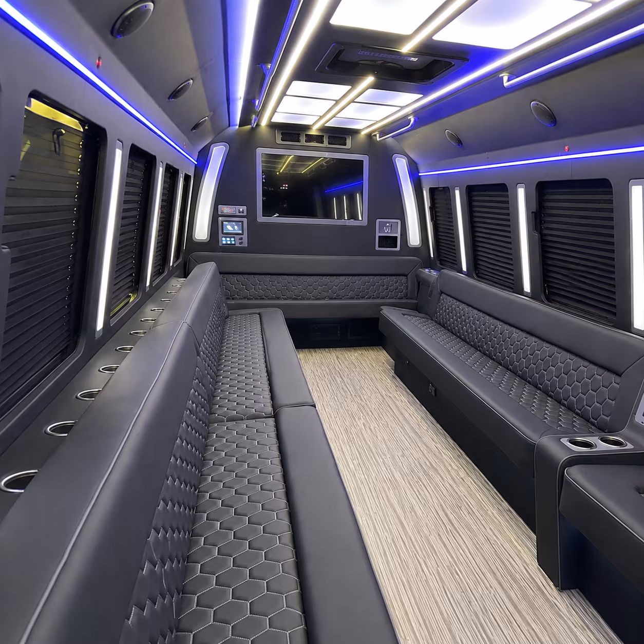 burlington 40 passenger party bus inside