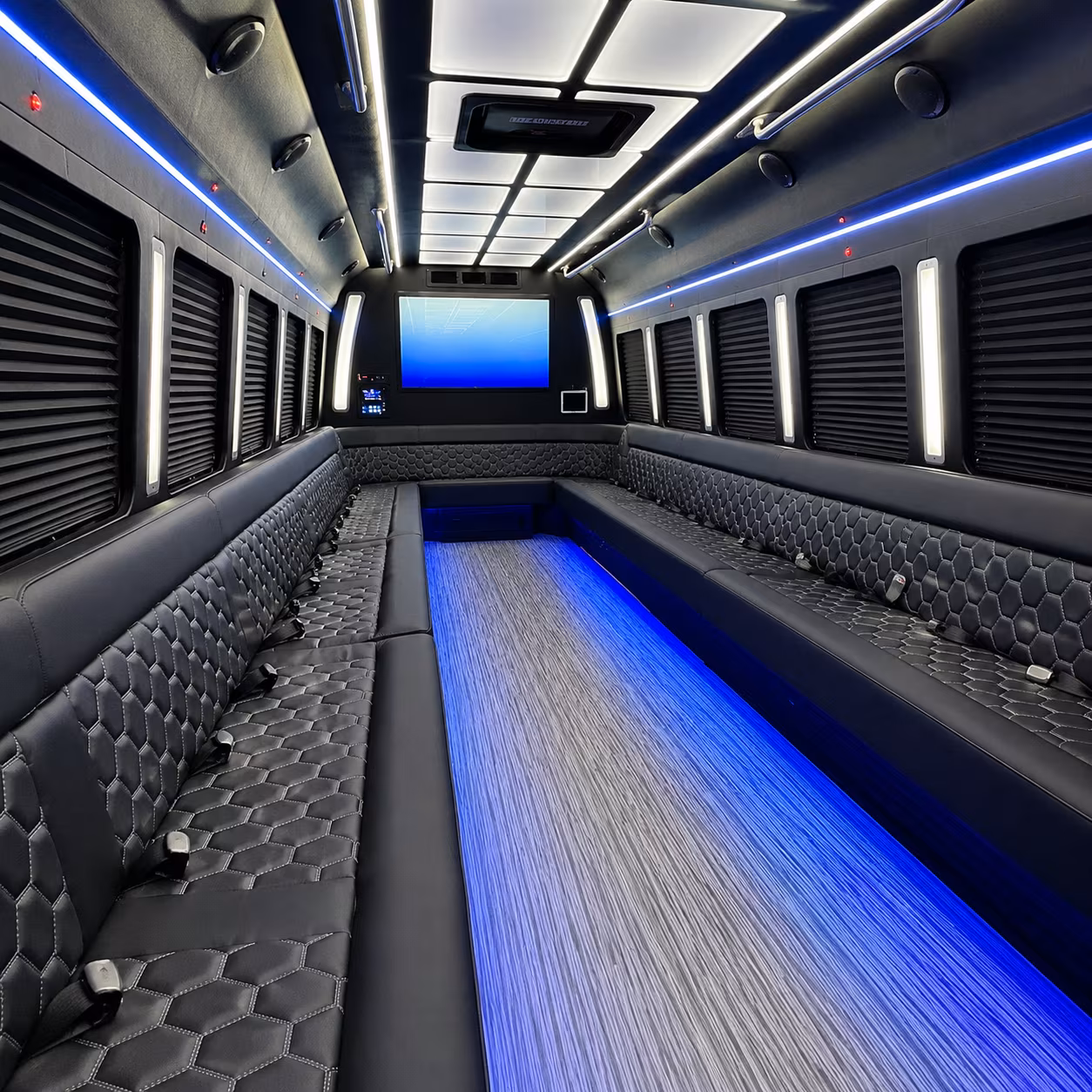 burlington 50 passenger party bus inside
