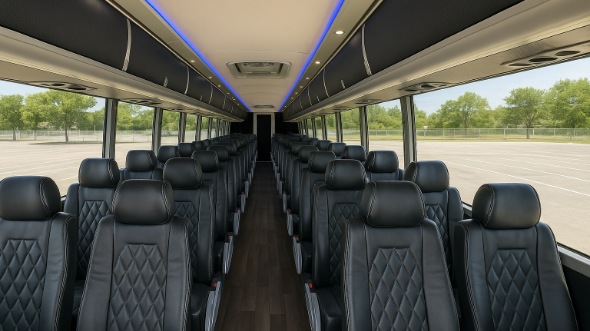 Interior of Charter Bus Company Burlington's 55 Passenger Charter Bus in Burlington