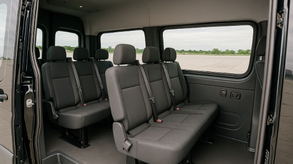 Interior of Charter Bus Company Burlington's Sprinter Van Rental With Driver in Burlington